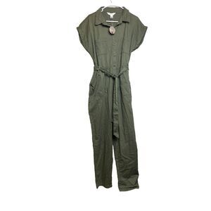 APRICOT Khaki Button-Up Jumpsuit